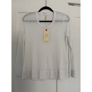 $109 New Lanston White Siro Micro Modal Long Sleeve Tee - White - Small